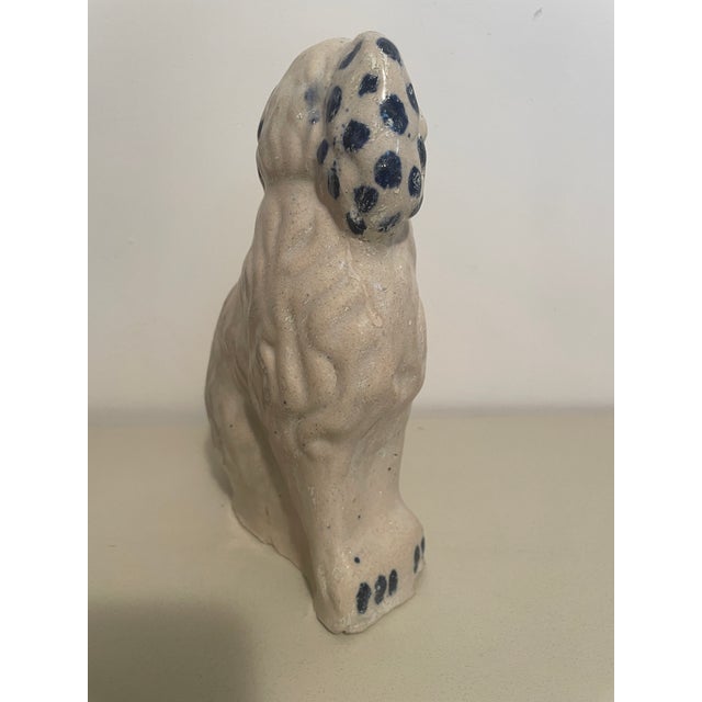Antique White Late 19th Century Cobalt-Decorated Ohio Stoneware Spaniel Figure or Doorstop For Sale - Image 8 of 10