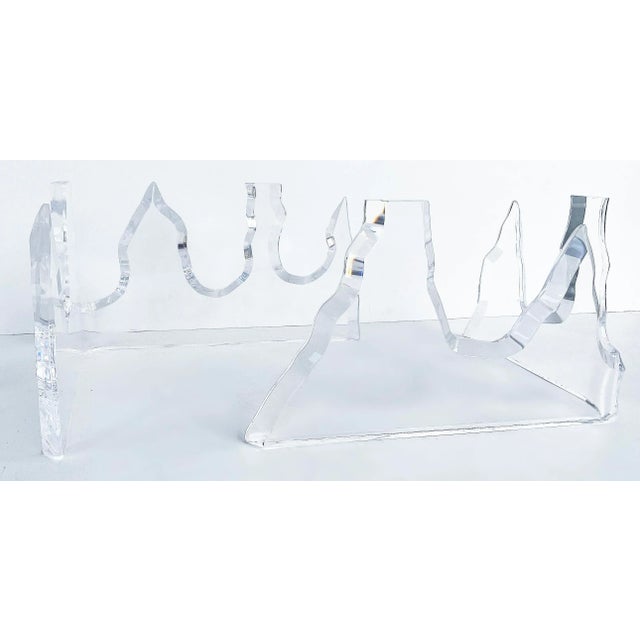 Vintage Lion in Frost Lucite Coffee Table W/ Glass Top For Sale In Miami - Image 6 of 9