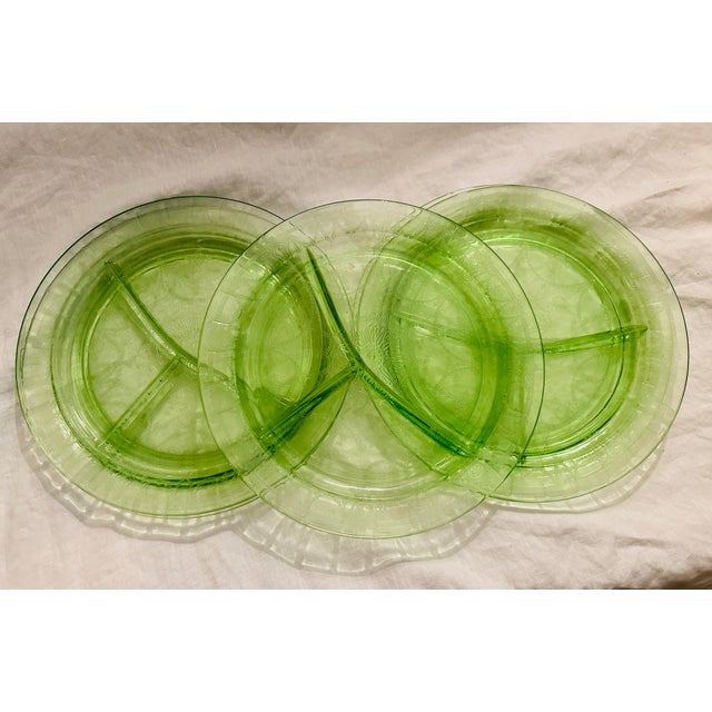 Anchor Hocking Vintage Anchor Hocking Cameo Green Depression Glass Grill Plate Set of 5 For Sale - Image 4 of 5