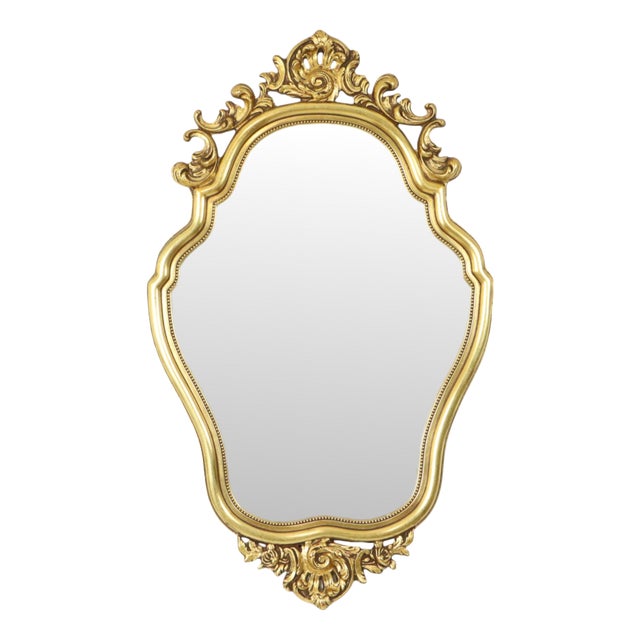 French Gold Leaf Gilded Crested Mirror, 1950s For Sale