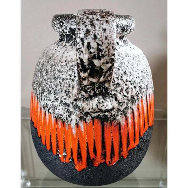 Late 20th Century Vintage Fat Lava-Style German Colored and Glazed Ceramic Pitcher With Handle For Sale - Image 5 of 13