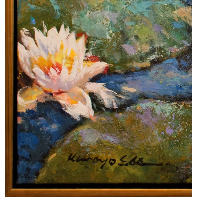 Contemporary Framed Textured Contemporary Iris Lilies Red White Blue Painting on Canvas For Sale - Image 3 of 9