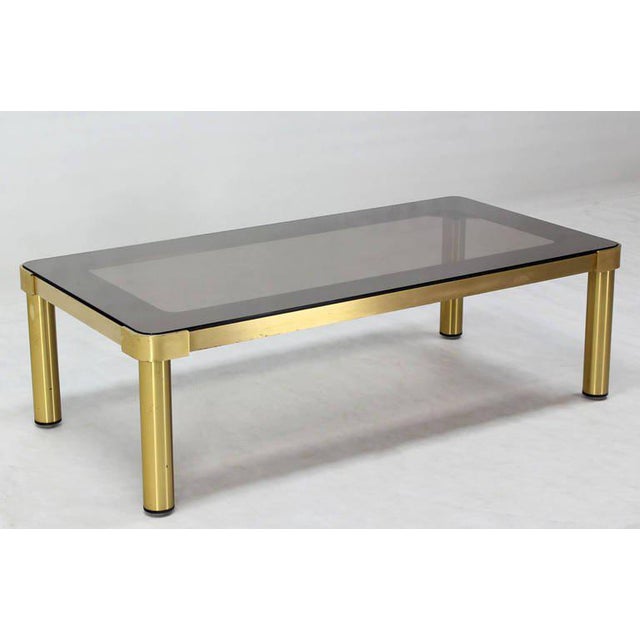 MidCentury Modern Brass and TwoTone Glass Coffee Table by Mastercraft