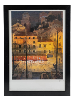 Senequier, Saint Tropez, 1990, Lithograph, Framed
