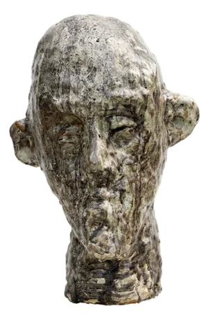 Aldonza, Head, 2019, Nephiline-Manganese Glazed Ceramic