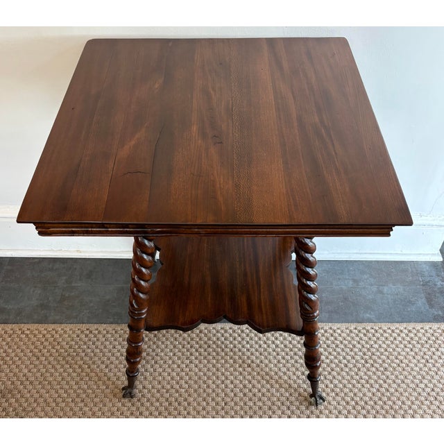 Antique Barley Twist Side Table With Brass and Glass Ball Feet For Sale - Image 6 of 11