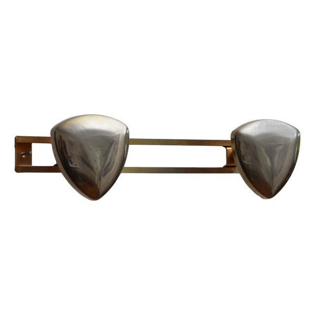 Art Deco Shield-Shaped Coat Hooks in Gilt and Silver Metal, 1940s For Sale