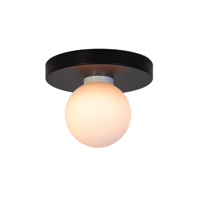 Globe Flush Mount Black, 3 Inch Glass Globe, by Research.Lighting, Modern, Minimal For Sale In New York - Image 6 of 6
