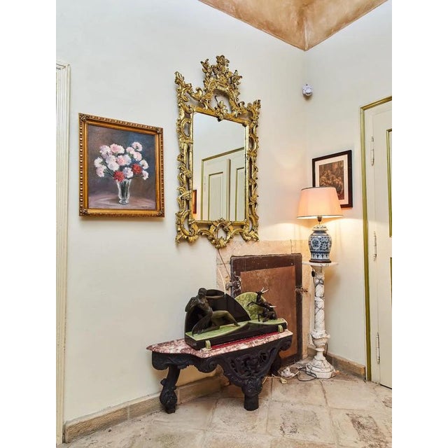 Large Louis XV Carved Gilded Mirror For Sale - Image 6 of 6