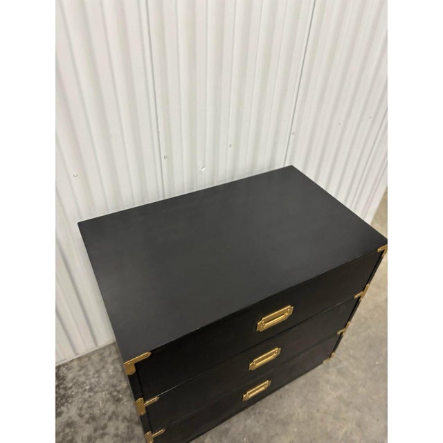 Wood Campaign Style Painted Chest/Nightstand For Sale - Image 7 of 12