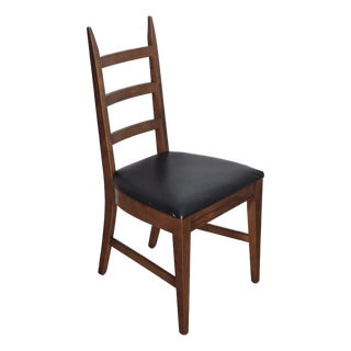Mid Century Modern MCM Lenoir Chair Co. Sculpted Walnut Ladder Back Desk Side Accent Chair For Sale