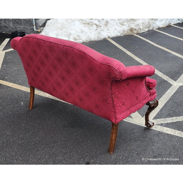 Antique Turn of the Century Chippendale Style Carved Mahogany Settee Loveseat, C1890-1910 For Sale - Image 14 of 15
