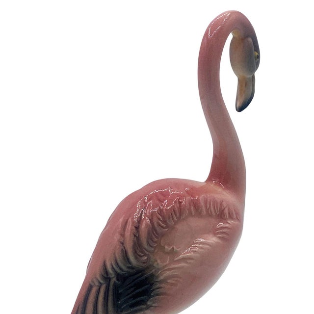 Ceramic 1940s Mid-Century Pink Flamingo Ceramic Tabletop Statue Set by Brad Kealer, 2 Pieces For Sale - Image 7 of 18