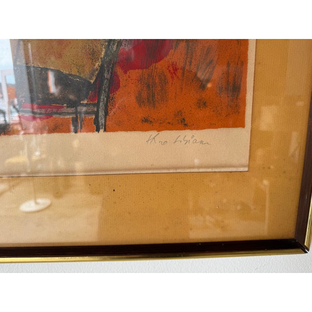 1970’s Vintage Theo Tobiasse Signed & Numbered Lithograph 121/135 – Wood Frame & Glass For Sale - Image 10 of 12