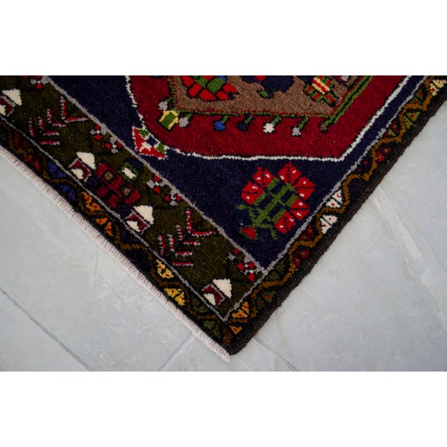Textile Hand Knotted Small Rug Vintage DoorMat Entry Decor - 20'' X 35'' For Sale - Image 7 of 13