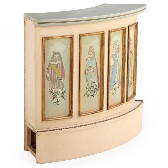 Italian Mid 20th Century Italian Cocktail Bar Cabinet With Stools For Sale - Image 3 of 7