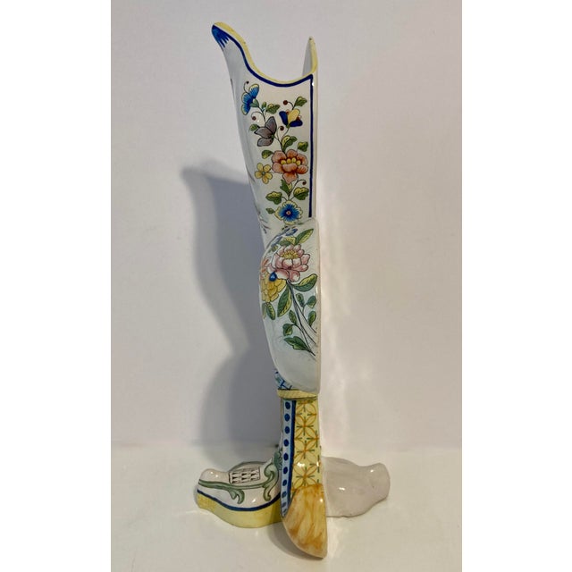 Antique Large Pair of French Hb Quimper Fleur De Lys Vases For Sale - Image 12 of 18