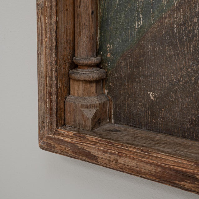 1928 French Gothic Revival Painting with Architectural Frame For Sale - Image 14 of 18