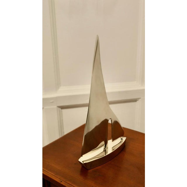 French Chrome Desktop Model Yacht, 1960s For Sale - Image 3 of 9
