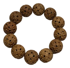 Natural Sandalwood Pattern Carving Beads Hand Rosary Praying Bracelet