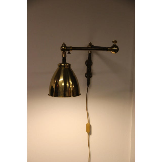 1940s Vintage Brass and Iron Wall Lamp For Sale - Image 5 of 12