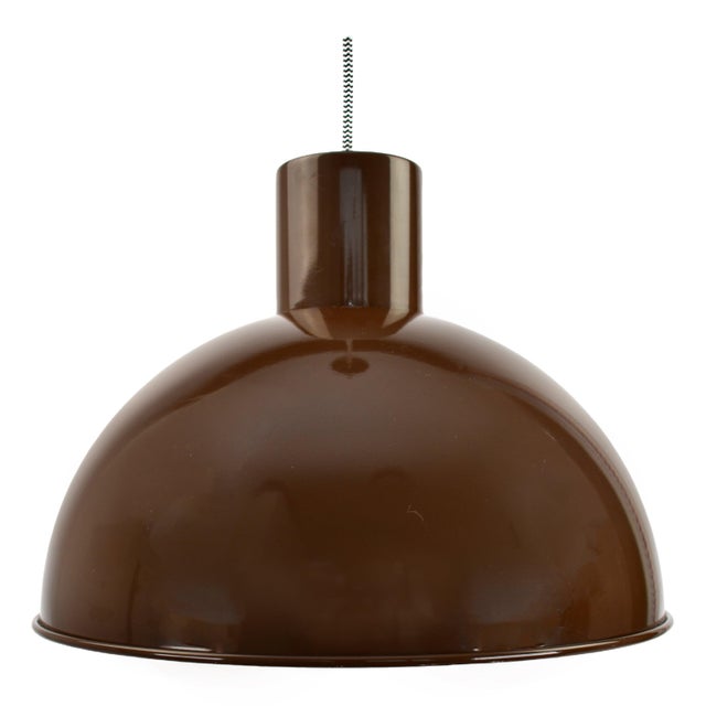 Fog & Mørup Mid 20th Century Midi Bunker Fog & Mørup Pendant Light by Jo Hammerborg in Chocolate Brown For Sale - Image 4 of 17