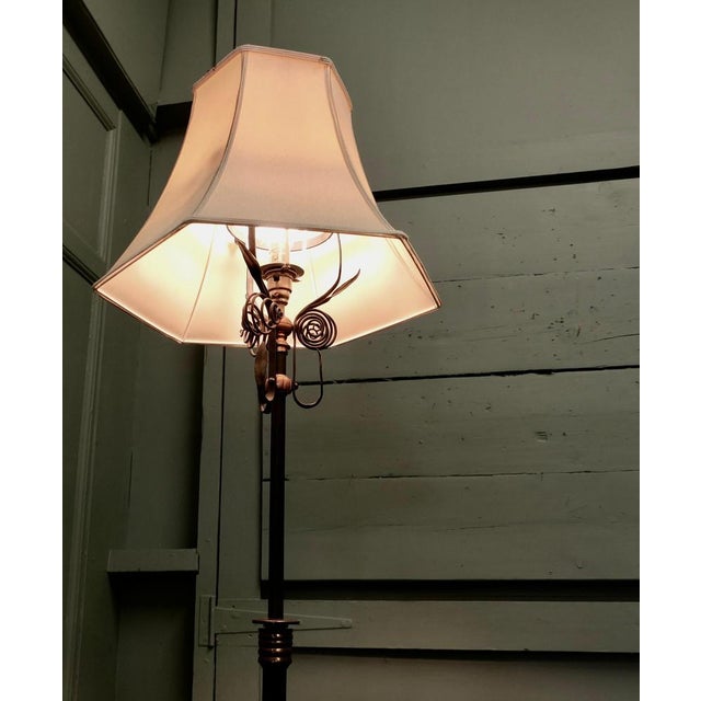 1900 - 1909 Decorative Wrought Iron Telescopic Floor Lamp, 1900 For Sale - Image 5 of 7