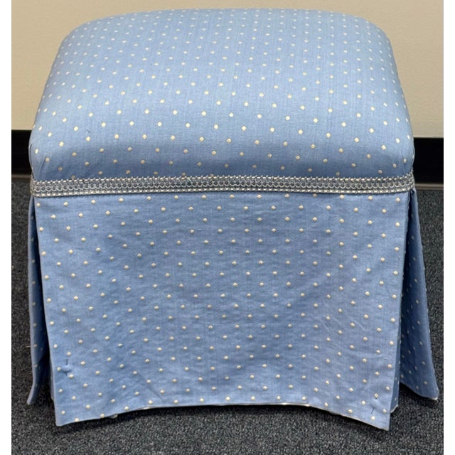 Traditional Late 20th Century Skirted Upholstered Ottomans - A Pair For Sale - Image 3 of 9