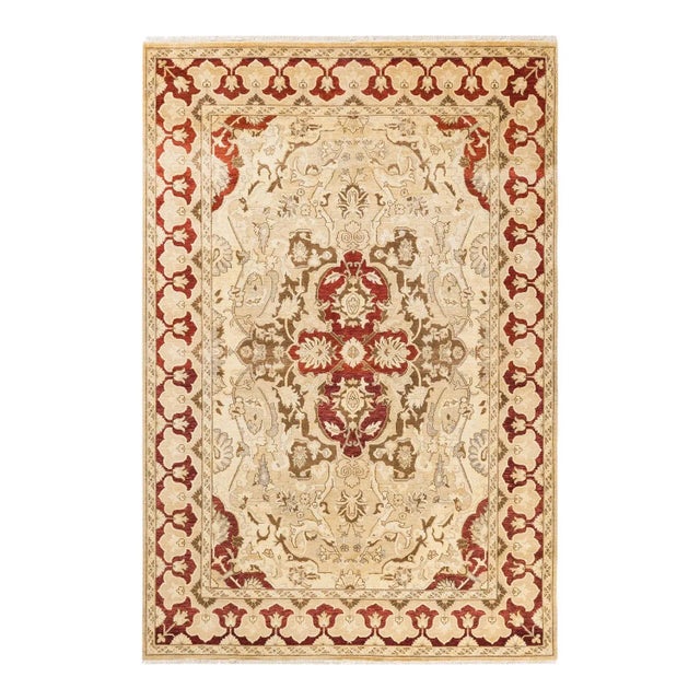 Vintage Traditional Hand Knotted Wool Area Rug, Gold - 6'0" X 8'10" For Sale - Image 9 of 9