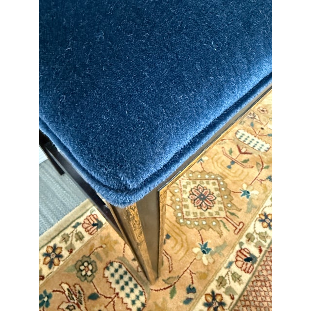 Bespoke Sapphire Velvet Bench For Sale - Image 10 of 12