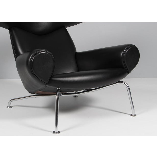 Vintage Ox Chair in Black Leather by Hans J. Wegner, 2010s For Sale - Image 4 of 11