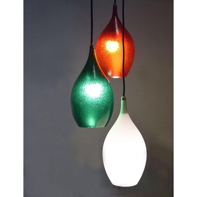 Etched Glass 3-Light Chandelier by Flavio Poli for Seguso Vetri d'Arte, 1950s For Sale - Image 9 of 9