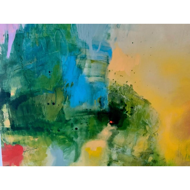 Yellow Original Large Blue, Green, Contemporary Painting Titled ‘Passages’ by Michele Zuzalek For Sale - Image 8 of 9