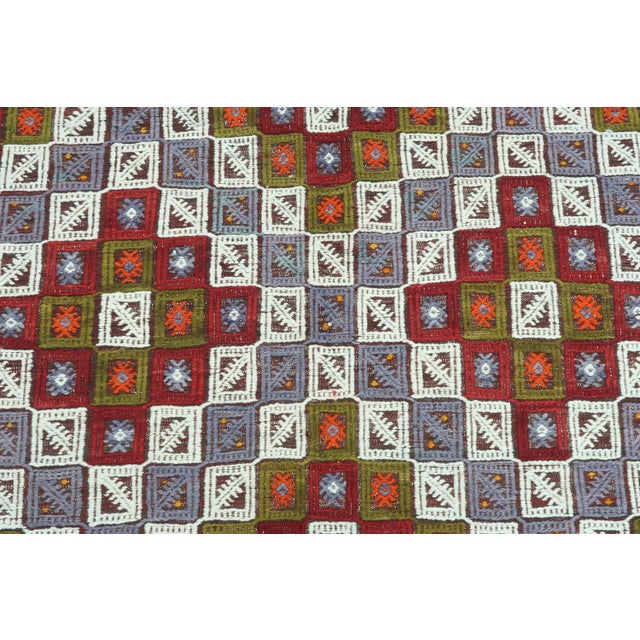 Vintage Bergama Nomads Kilim Embroidered Rug For Sale - Image 9 of 13