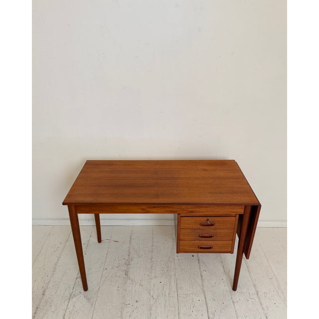 Wood Teak Writing Desk with Drop Leaf Extension by Arne Vodder, Denmark, 1960s For Sale - Image 7 of 12