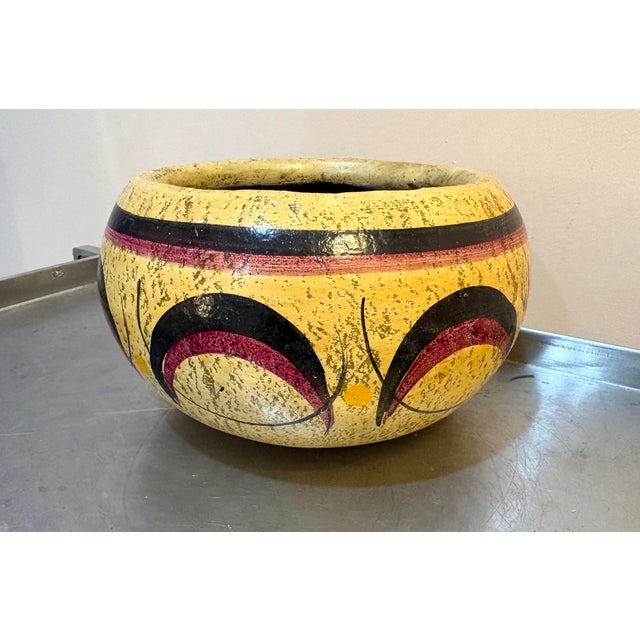 Midcentury Mexican Hand-Painted Pottery Planter For Sale - Image 4 of 5