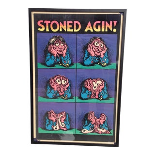 1970s Vintage "Stoned Agin" Framed Poster by Robert Crumb For Sale