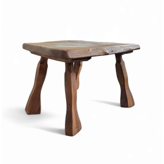 Brutalist wooden side table 1960s Width 45Depth 38Height 28 cm