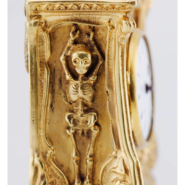 Bronze Antique Museum French Memento Mori Skull Skeleton Verge Fusee Desk Clock C1819 For Sale - Image 8 of 15