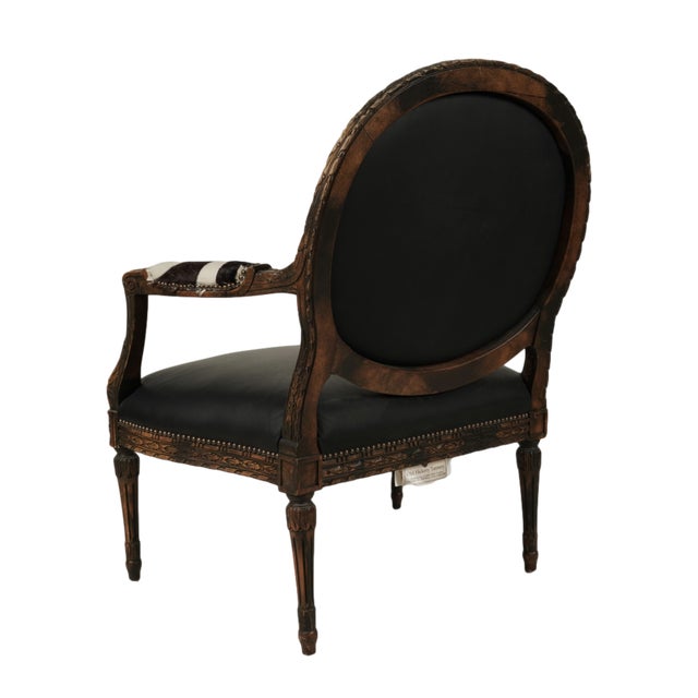 Louis XVI Style Zebra Print Leather Chair For Sale - Image 10 of 10