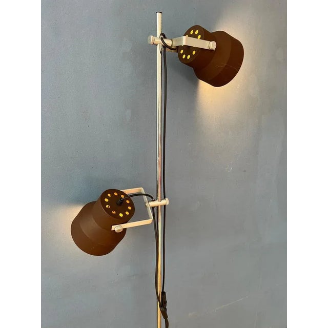 Mid-Century Space Age Brown Anvia Floor Lamp For Sale - Image 3 of 11