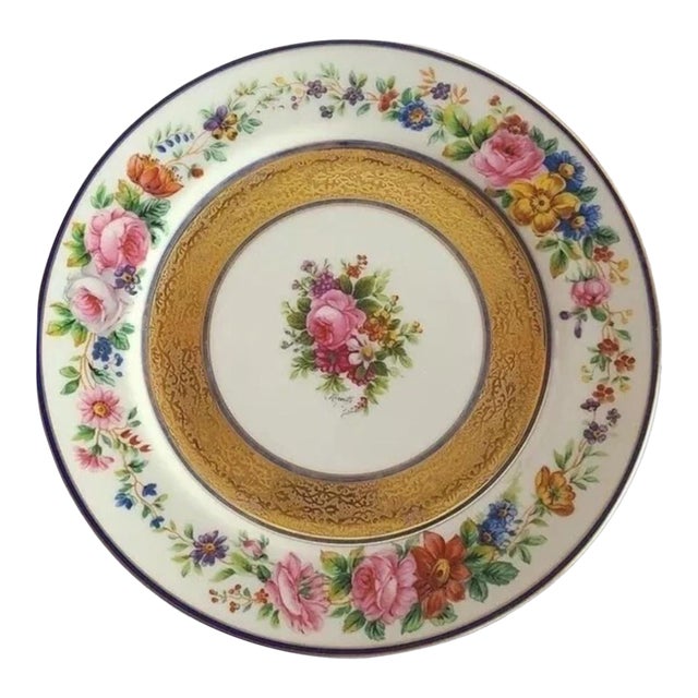 19th Century Limoges 9" Hand Painted Display Plate - Signed For Sale