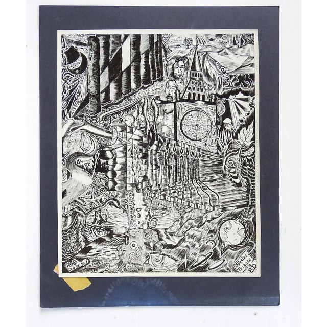 1980s Vintage 1980s Surreal Black and White Print Unframed For Sale - Image 5 of 6