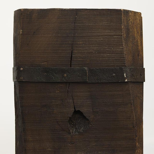 1950s Primitive Wabi Sabi Oak Rustic Farmhouse Chopping Block / Side Table For Sale - Image 5 of 11