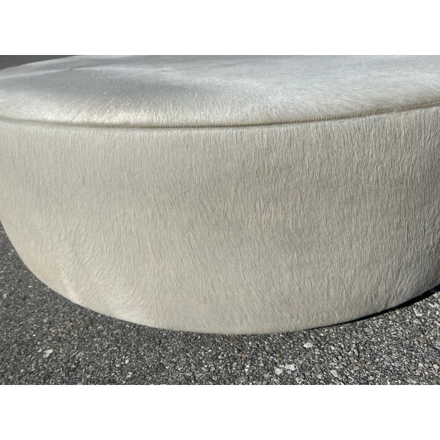 Mid-Century Modern Cowhide Round Ottoman For Sale - Image 11 of 12