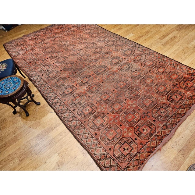 Textile Vintage Turkmen Tekke Gallery Rug in Allover Pattern in Red, Brown, Gray, For Sale - Image 7 of 18