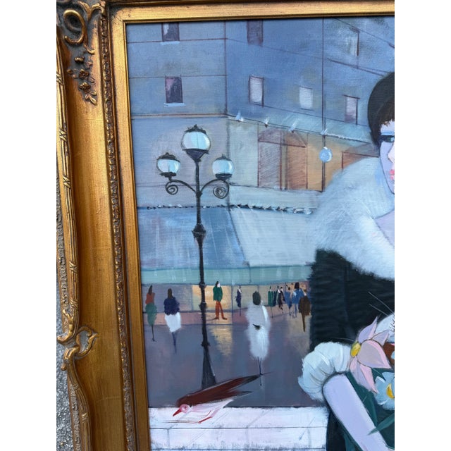 Charles Levier, Large Charles Levier Modernist Oil Painting Women Paris Street French Modernism For Sale - Image 10 of 18