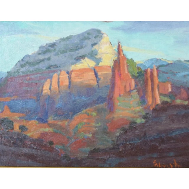 Silvio Silvestri, Listed Artist (1948-2018) Arizona Canyon Mountain Landscape Painting Including the Antiqued Ornate Gold Frame For Sale - Image 10 of 12