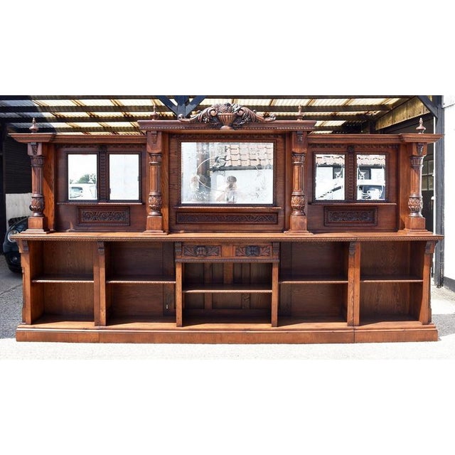 1980s Victorian Carved Oak Front and Back Bar, 1980 For Sale - Image 5 of 18