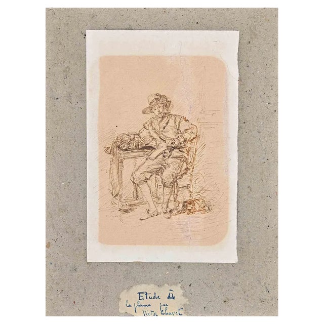 Victor Chavet, Study of Study of Figure, Drawing, Mid-19th Century For Sale